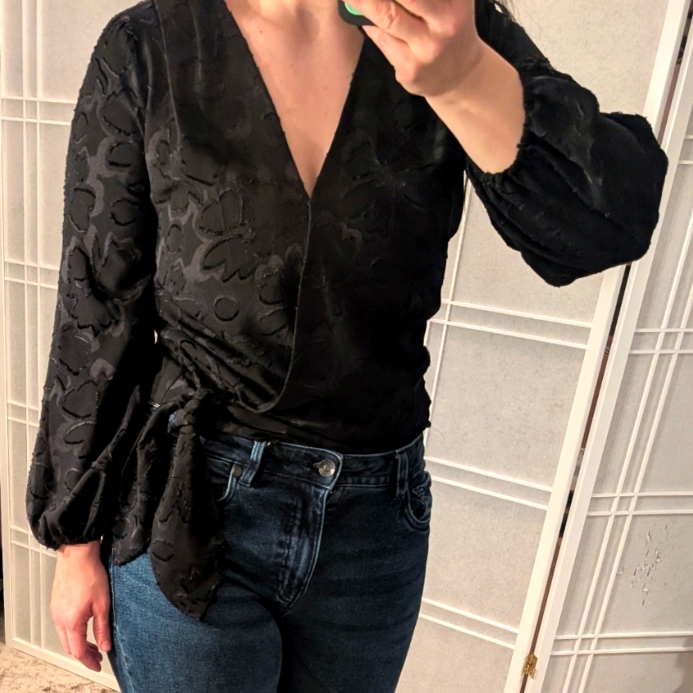 Madewell Black Wrap Blouse Woman's